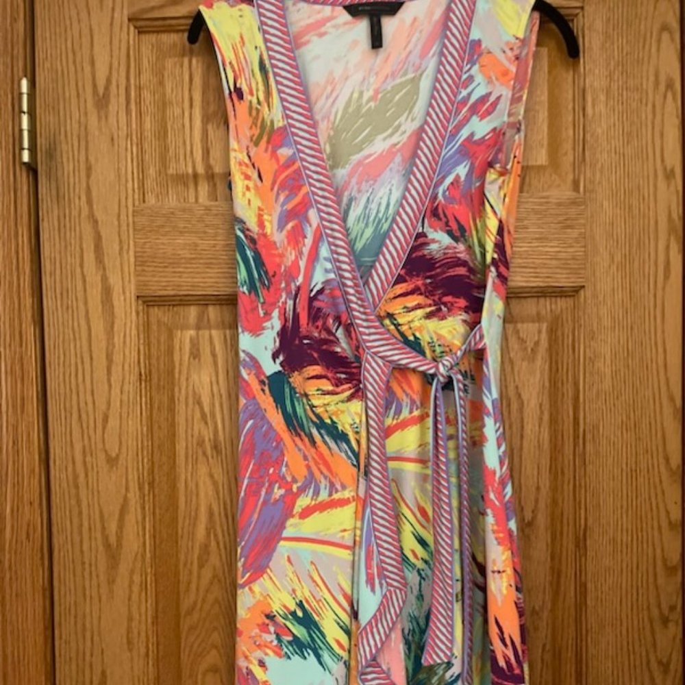 BCBGMaxaria wrap around dress Coastal colors size XS